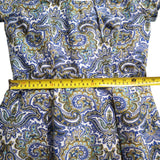 J. Crew Blue Paisley Pattern Sheath Dress Round Neck Cap Sleeves Women's Size 2