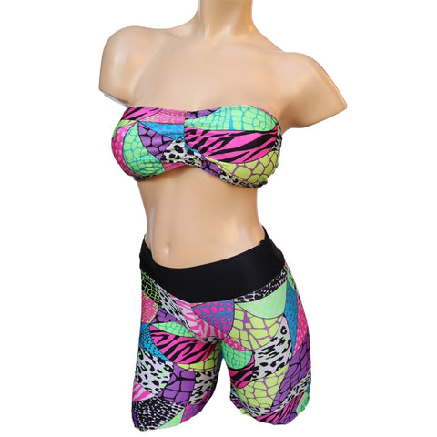 Handmade Multi-color 2 Piece Set, Tube Top and Pants Women's Size X-Small