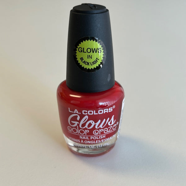 L.A Colors "Radio Active" Glows Color Craze RED Nail Polish GLOWS in Black Light