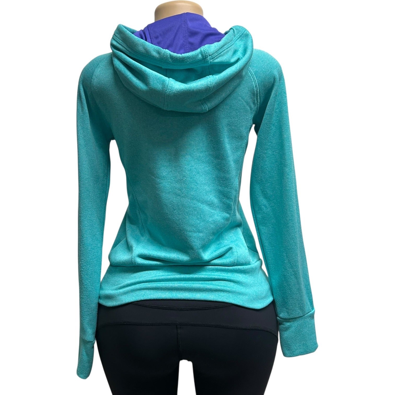 TG-6 Adidas Womens Small Go-To Pullover Hoodie Teal Purple Athletic Sweatshirt