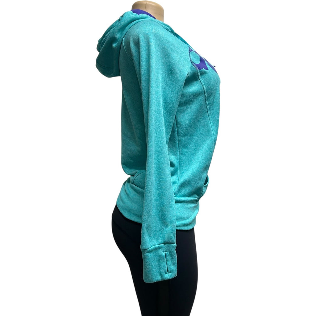 TG-6 Adidas Womens Small Go-To Pullover Hoodie Teal Purple Athletic Sweatshirt