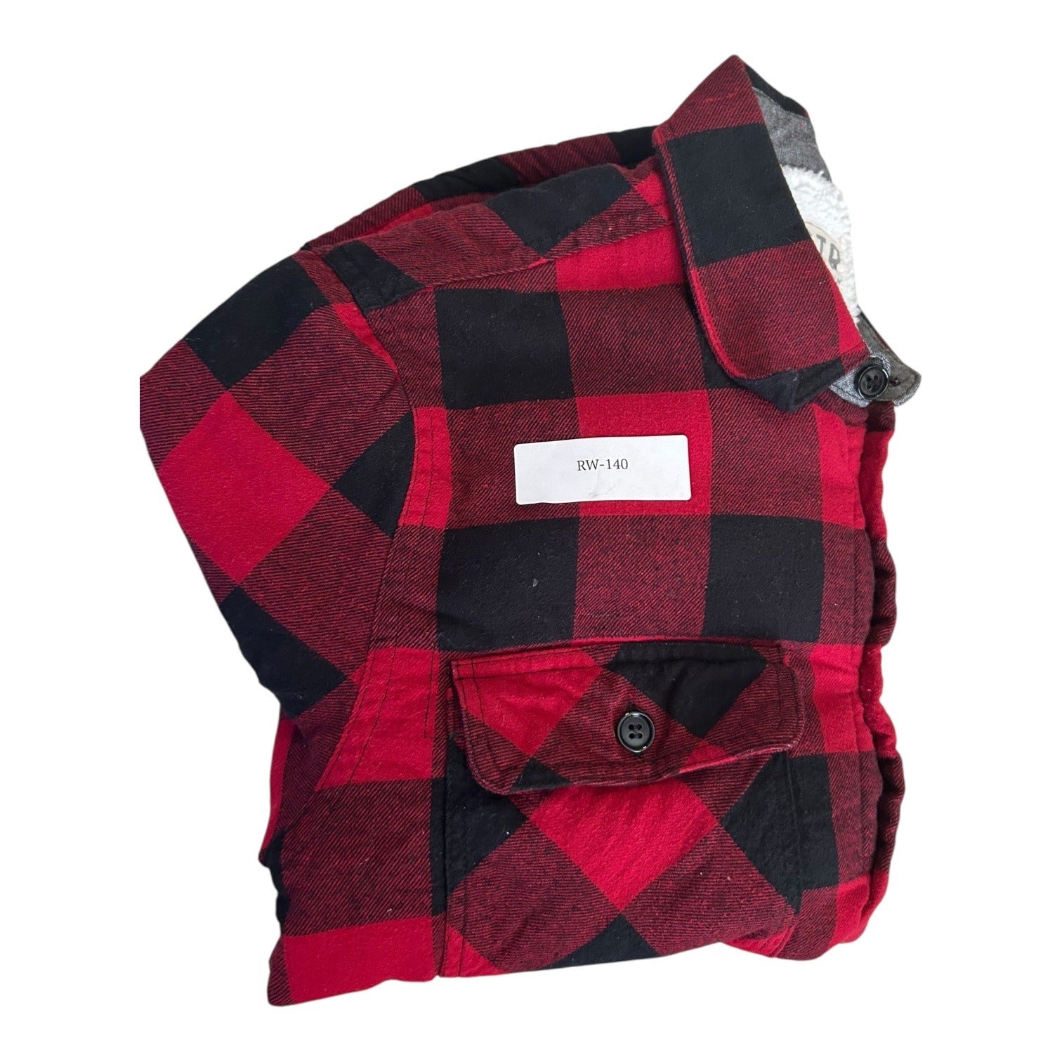 VSTR Premium Mens Red & Black Plaid Sherpa-Lined Button-Up Flannel Shirt Size M