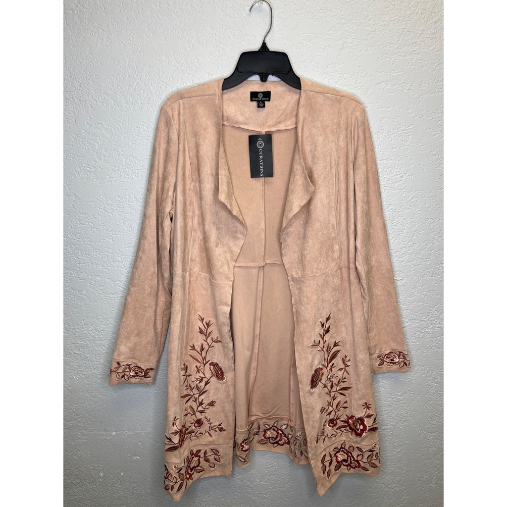 #1169 Curations Women's Size Medium Blush Pink Faux Suede Duster Jacket