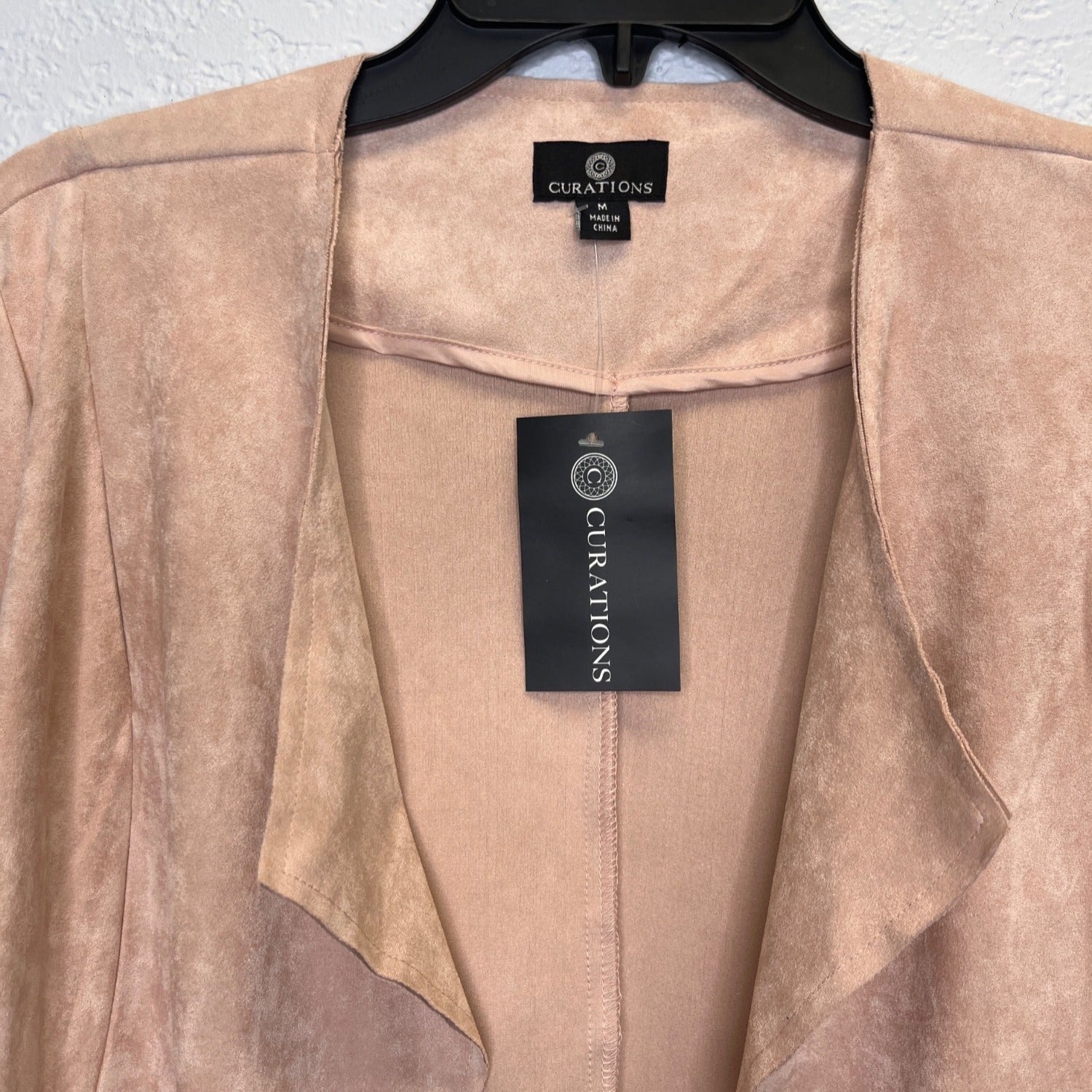 #1169 Curations Women's Size Medium Blush Pink Faux Suede Duster Jacket