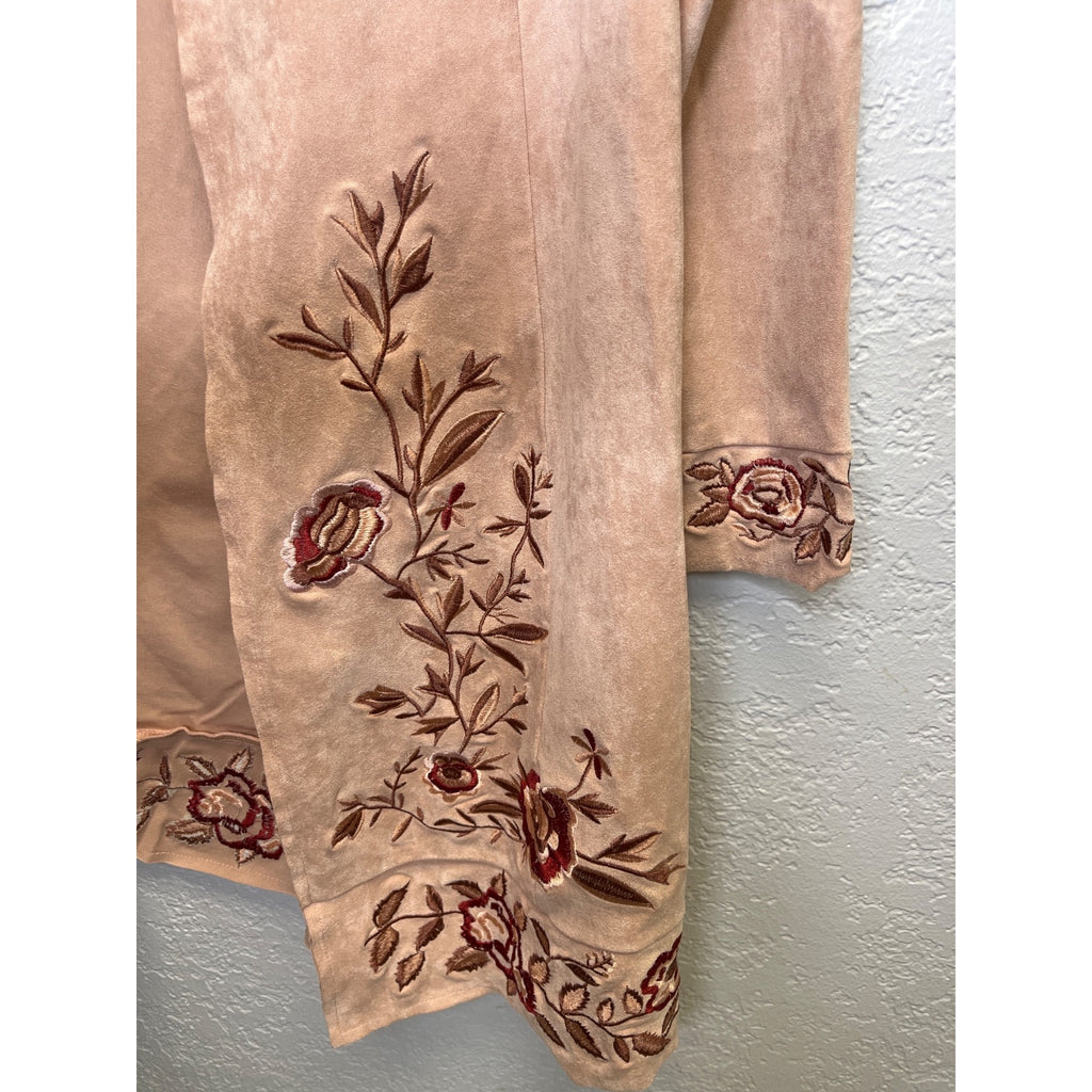 #1169 Curations Women's Size Medium Blush Pink Faux Suede Duster Jacket