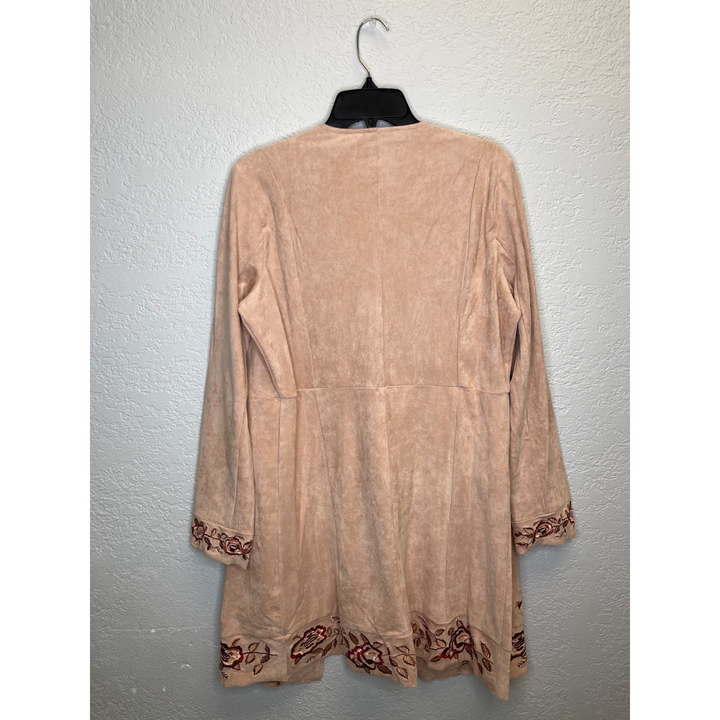 #1169 Curations Women's Size Medium Blush Pink Faux Suede Duster Jacket