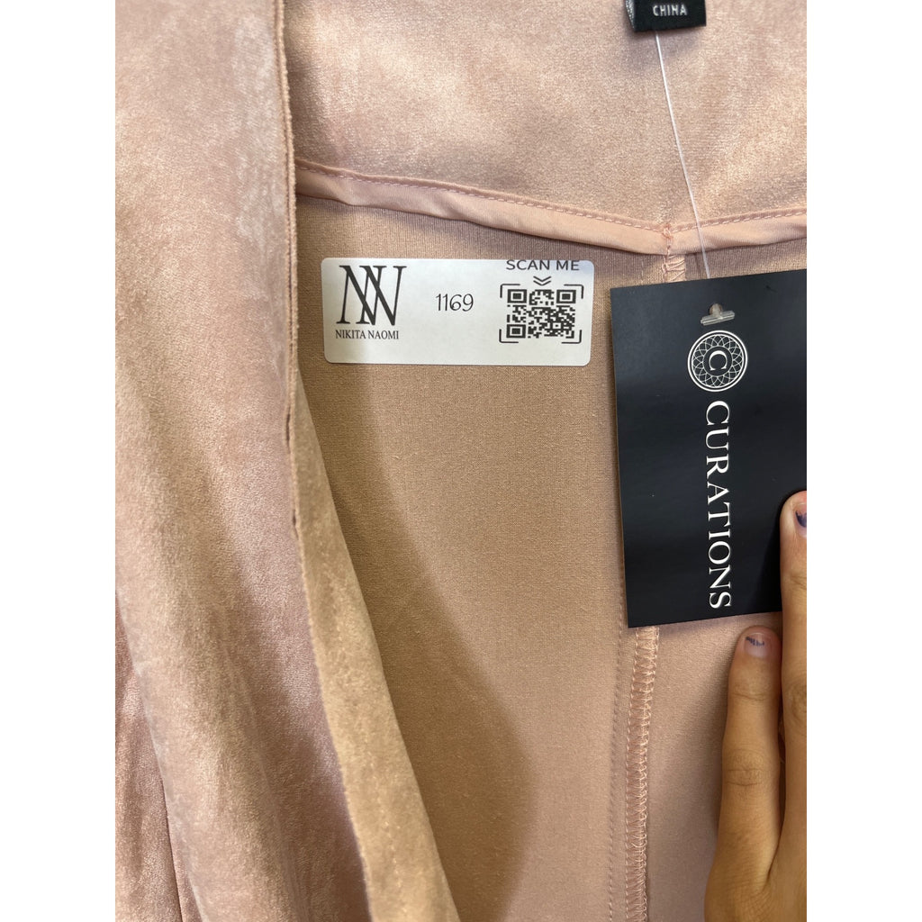 #1169 Curations Women's Size Medium Blush Pink Faux Suede Duster Jacket