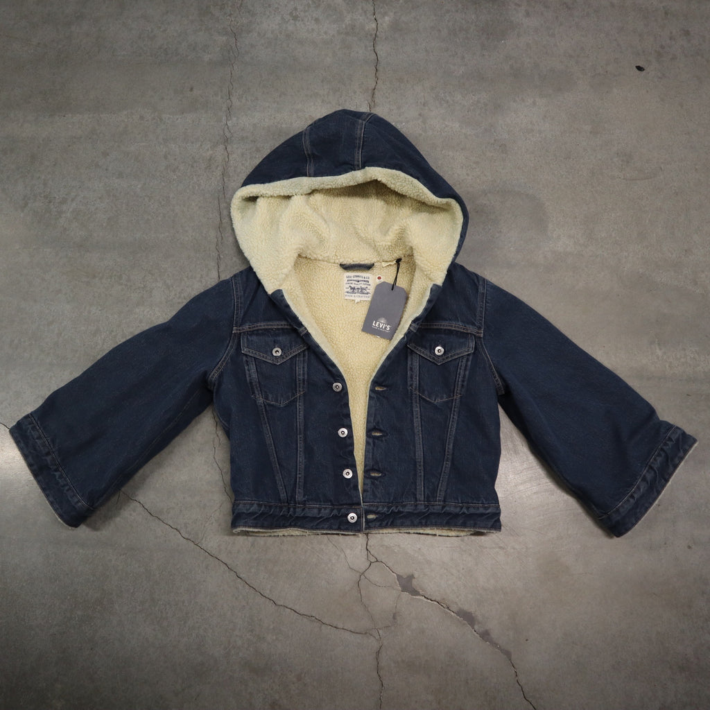 Levi's Women's Sherpa Lined Denim Jacket With Hoodie Blue Large, NWT