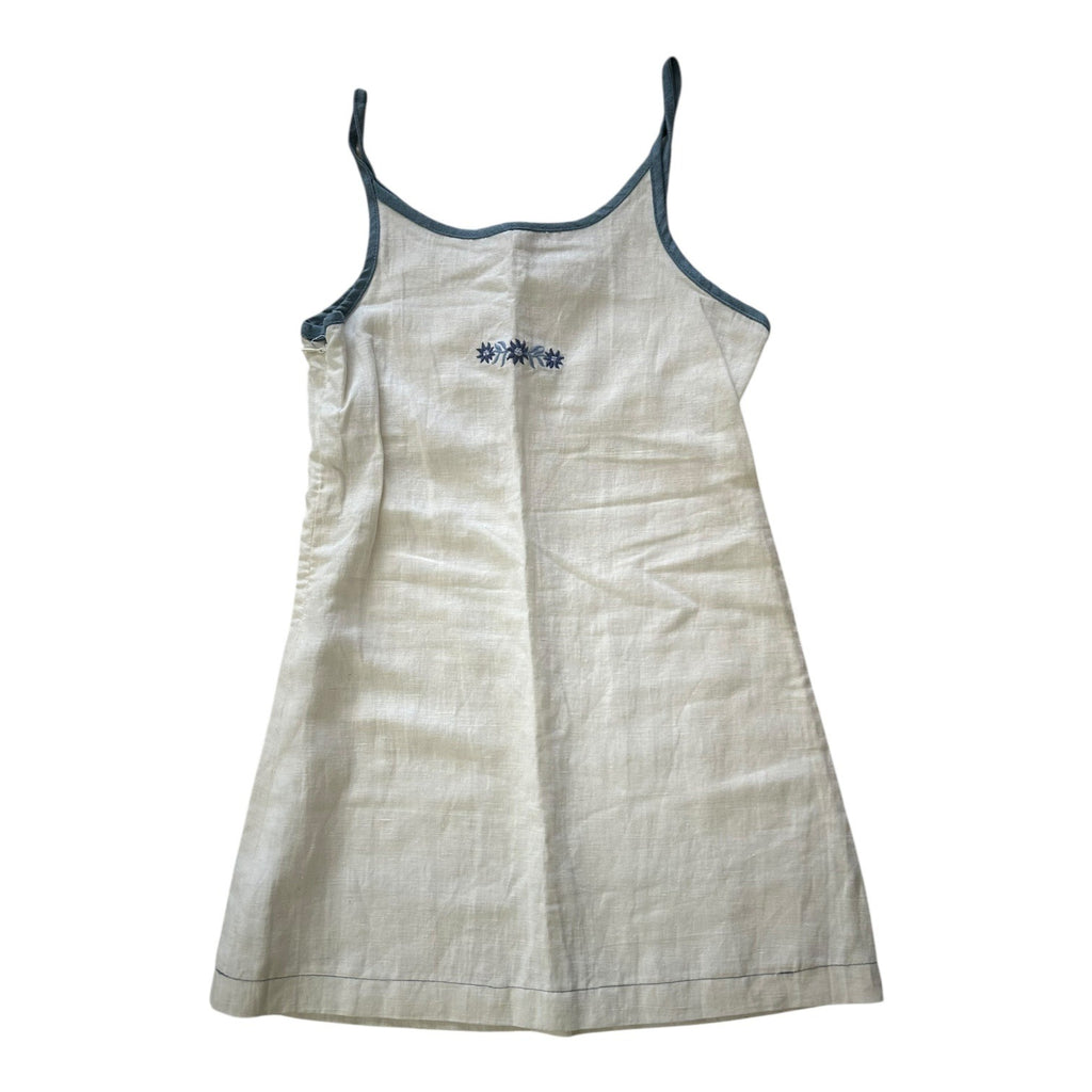 Nunutz Girls Size 14  Linen A-Line Dress With Embroidered Detail