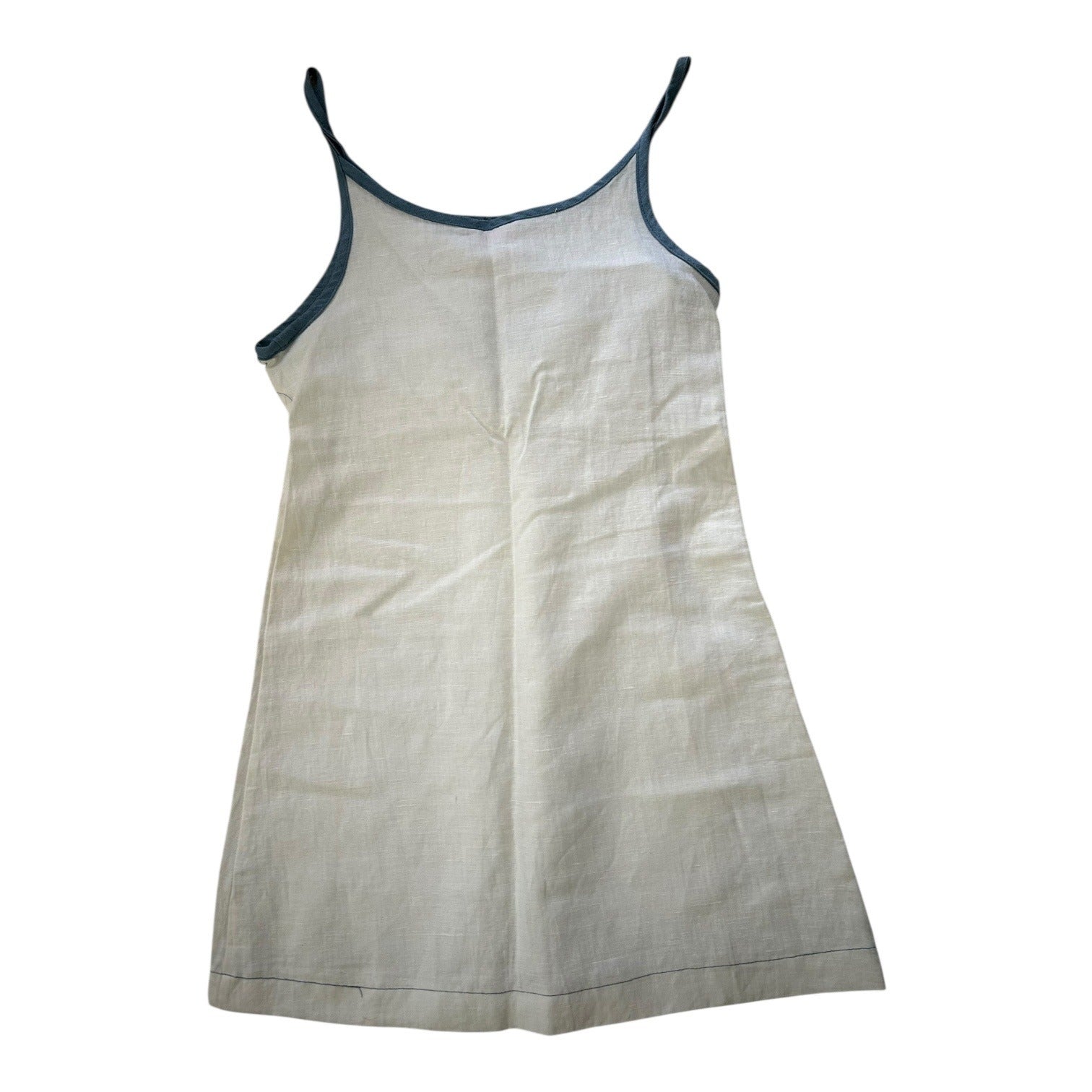 Nunutz Girls Size 14  Linen A-Line Dress With Embroidered Detail