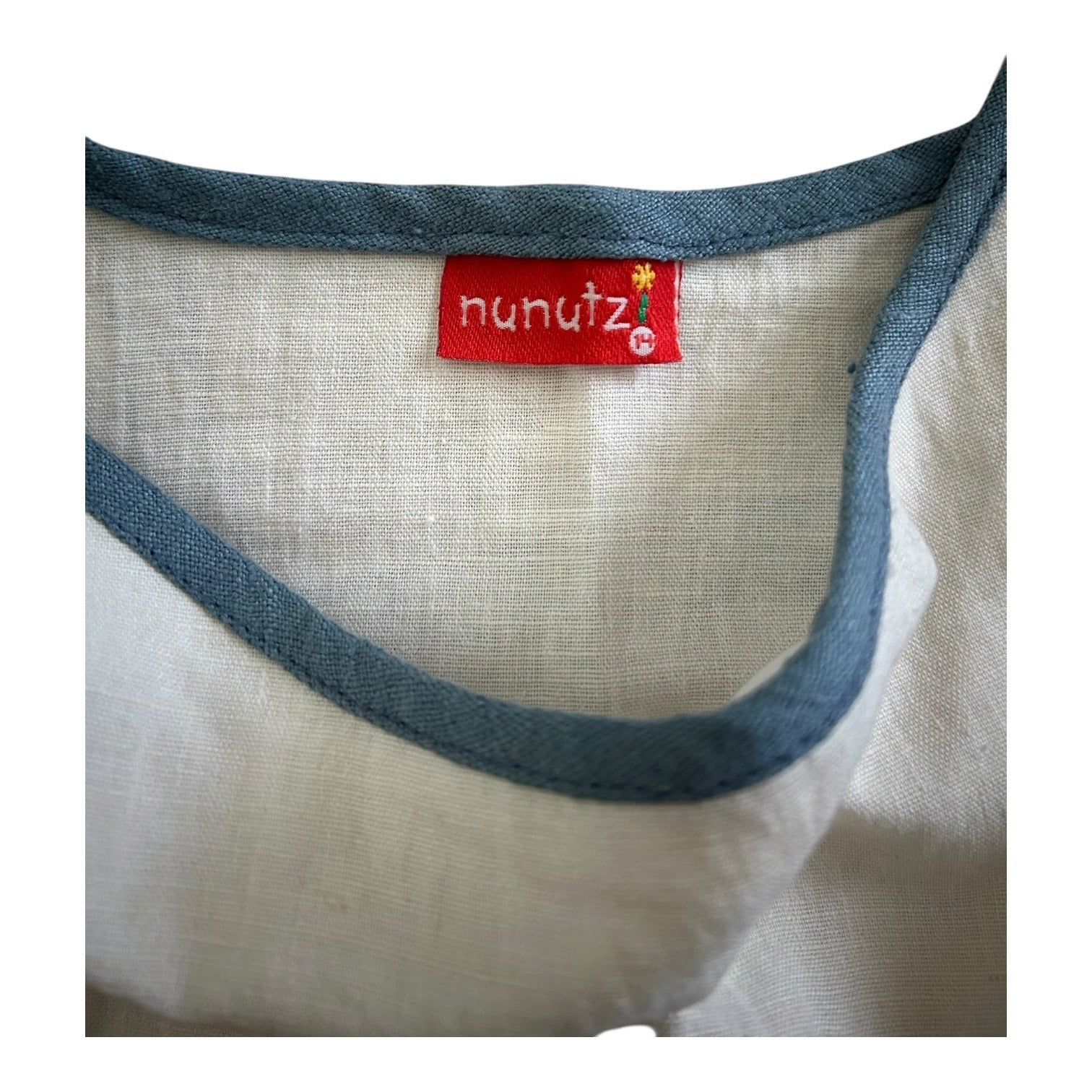 Nunutz Girls Size 14  Linen A-Line Dress With Embroidered Detail