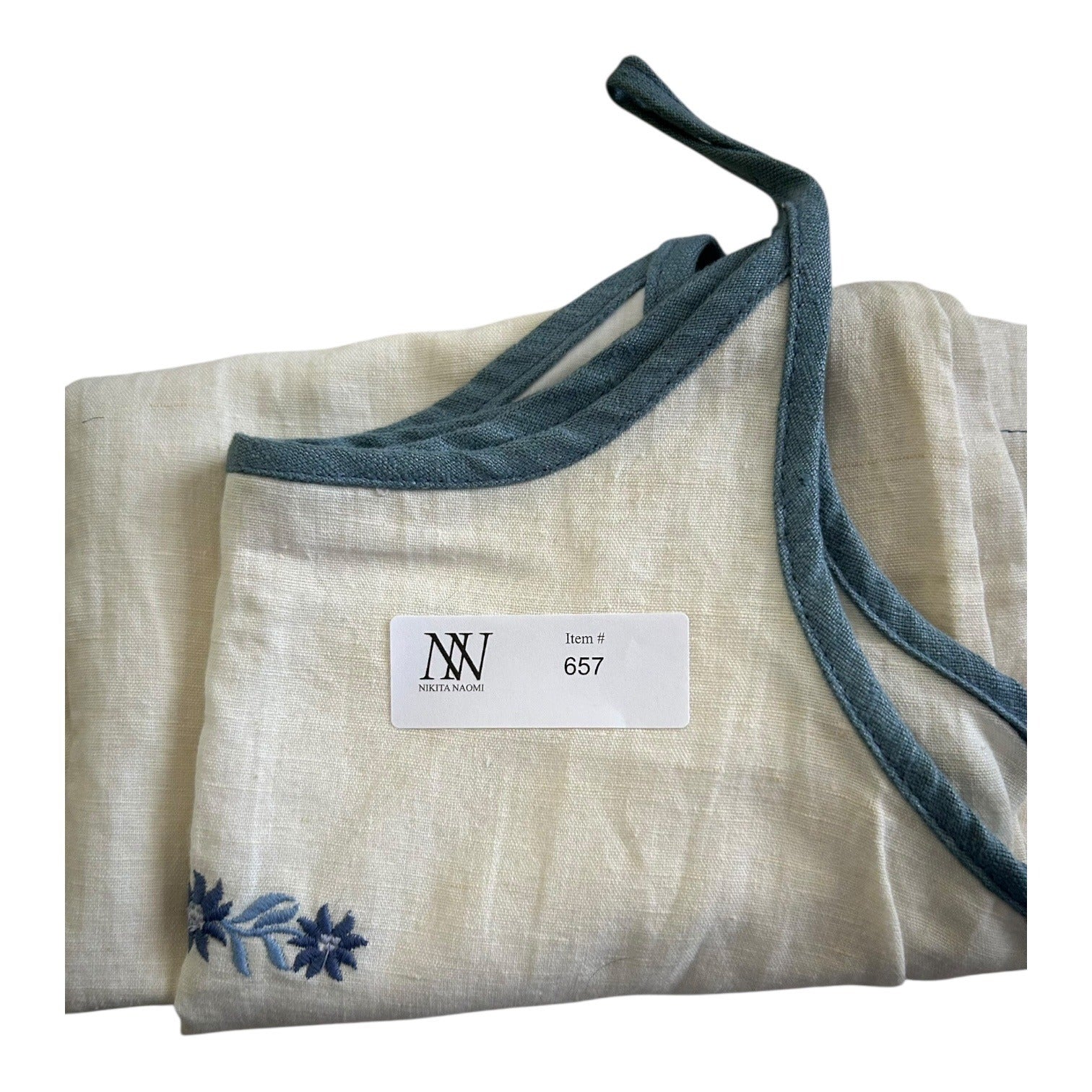 Nunutz Girls Size 14  Linen A-Line Dress With Embroidered Detail