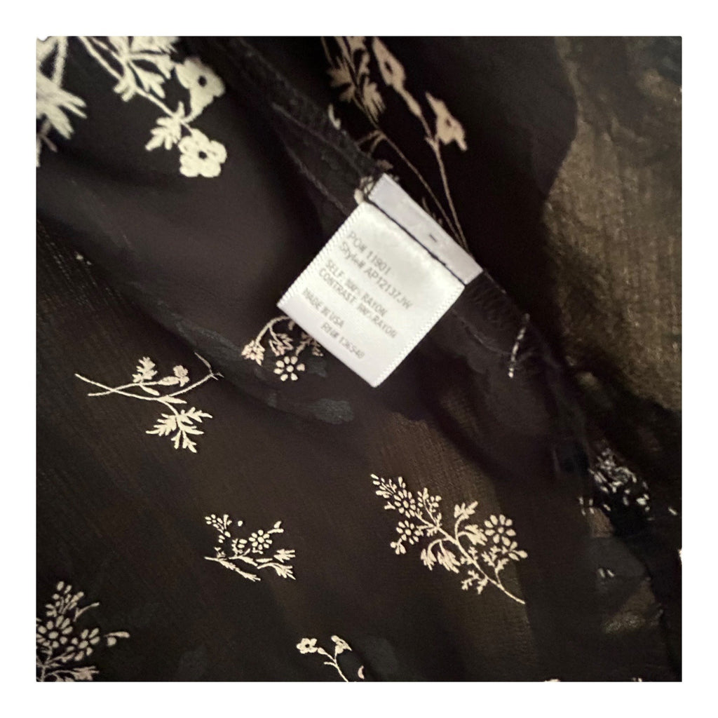 After Party By Nasty Gal Women's Black Floral Sheer Kimono Cardigan Open Front
