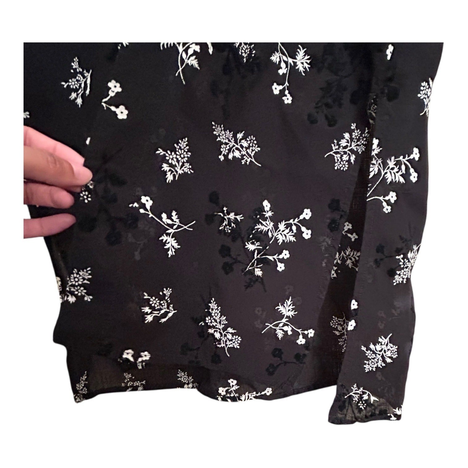 After Party By Nasty Gal Women's Black Floral Sheer Kimono Cardigan Open Front