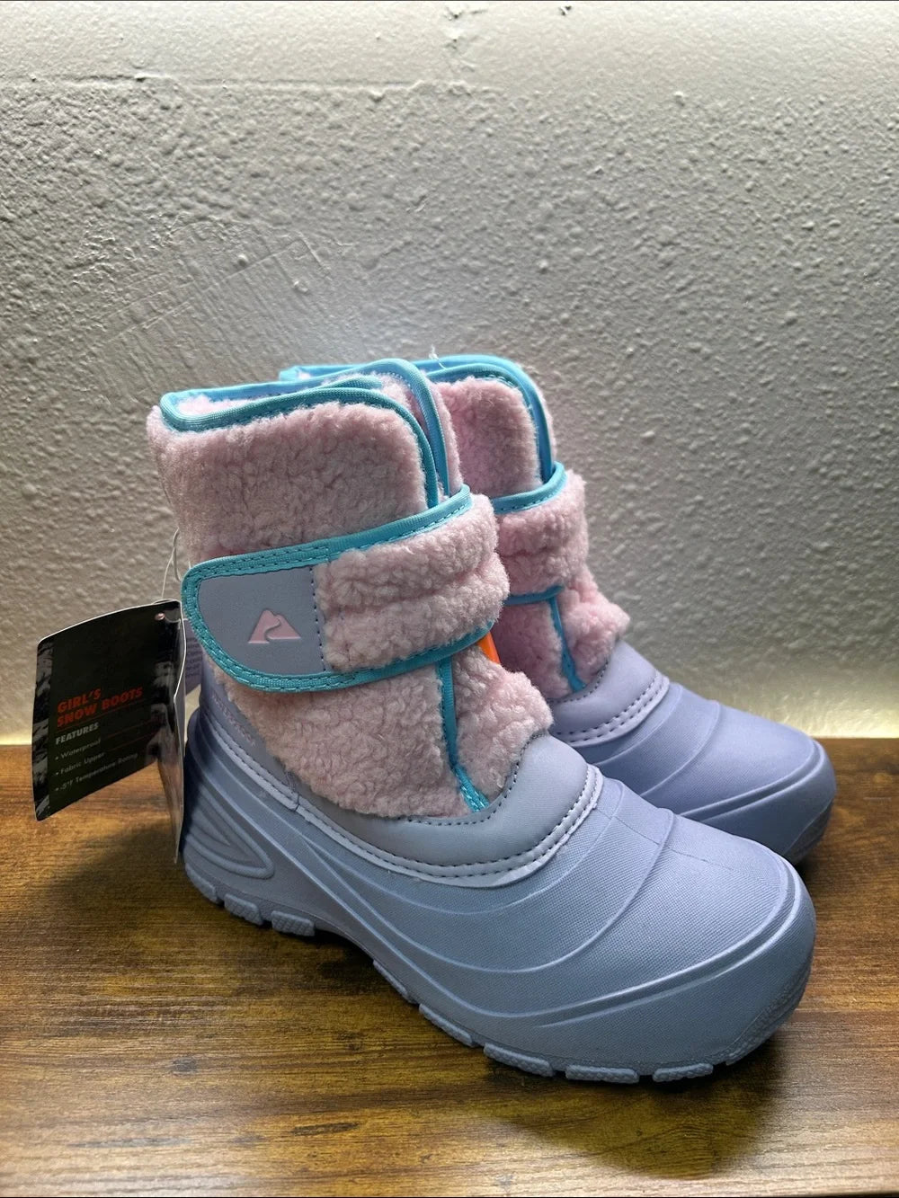 Ozark Trail Pink and Light Blue Kids Snow Boots