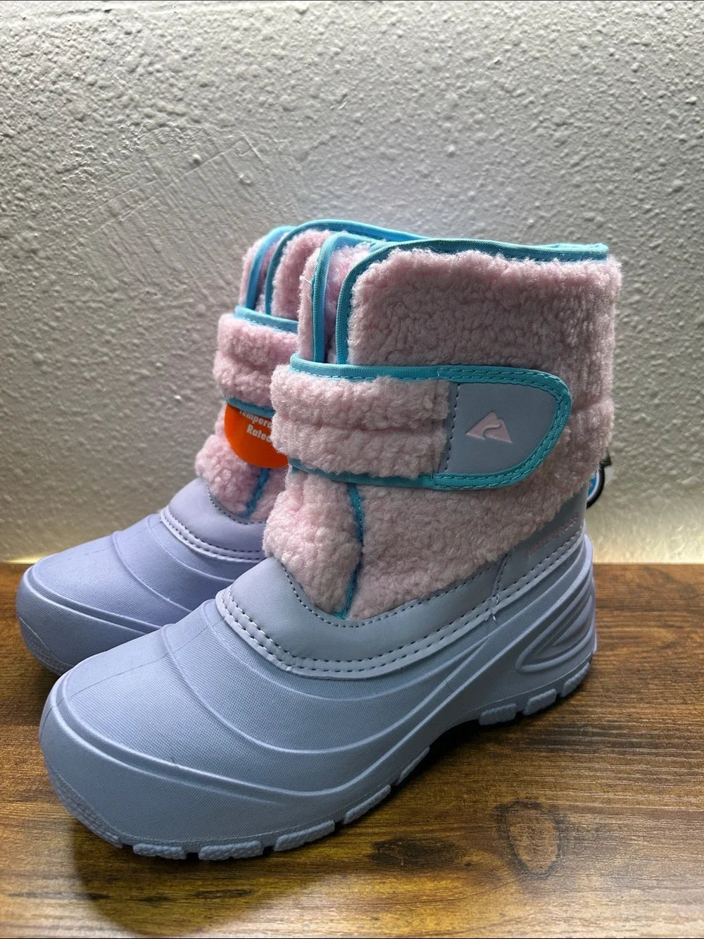 Ozark Trail Pink and Light Blue Kids Snow Boots