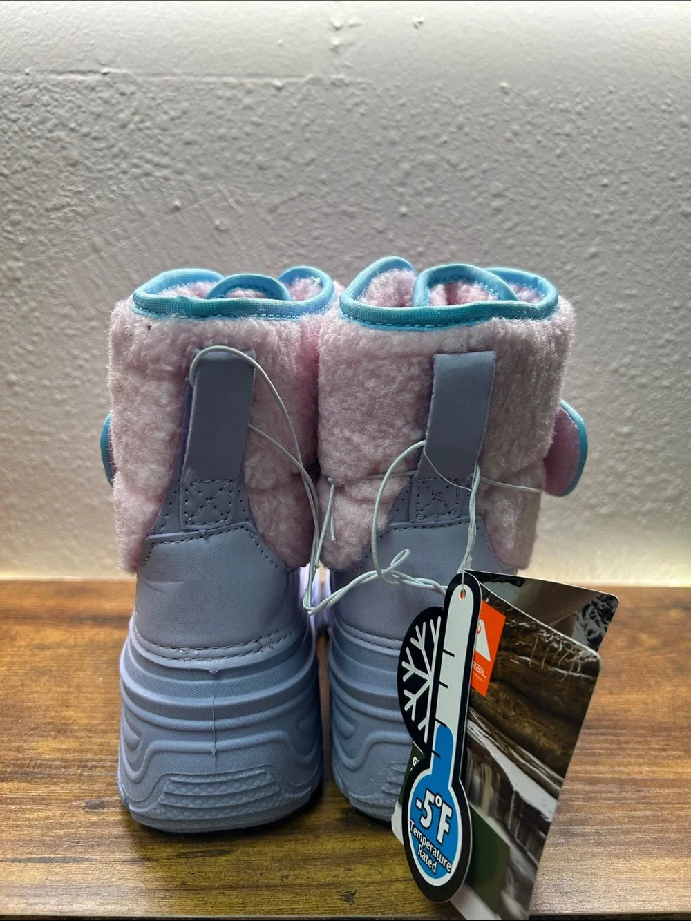 Ozark Trail Pink and Light Blue Kids Snow Boots