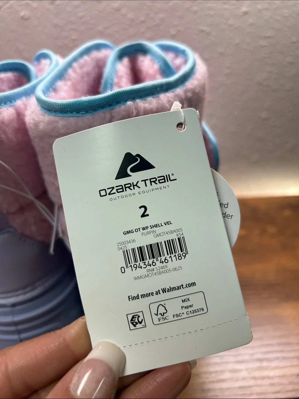 Ozark Trail Pink and Light Blue Kids Snow Boots