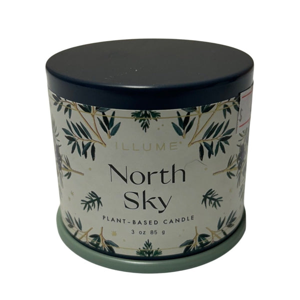 Illume North Sky Plant-Based Candle 3 Oz 85 g Decorative Tin With Lid