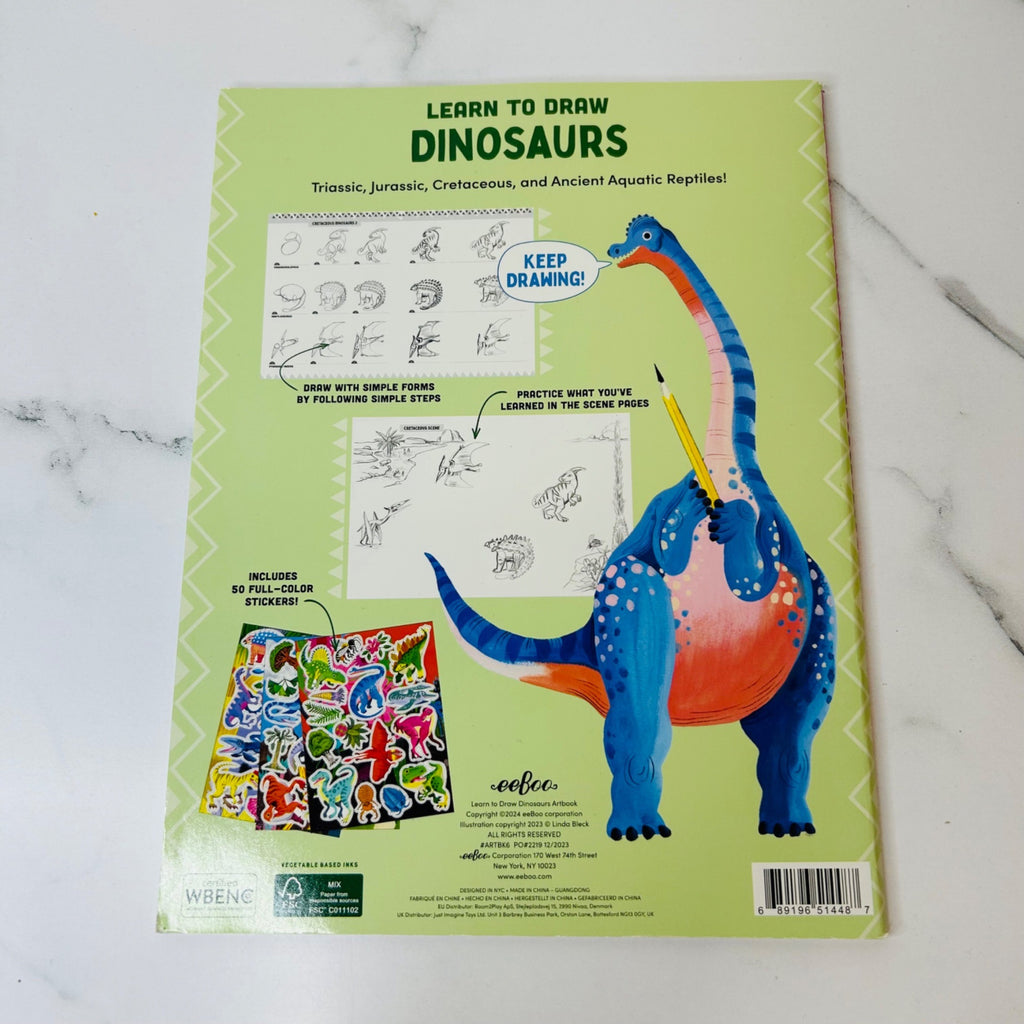 eeBoo Learn to Draw Dinosaurs with 50 Stickers