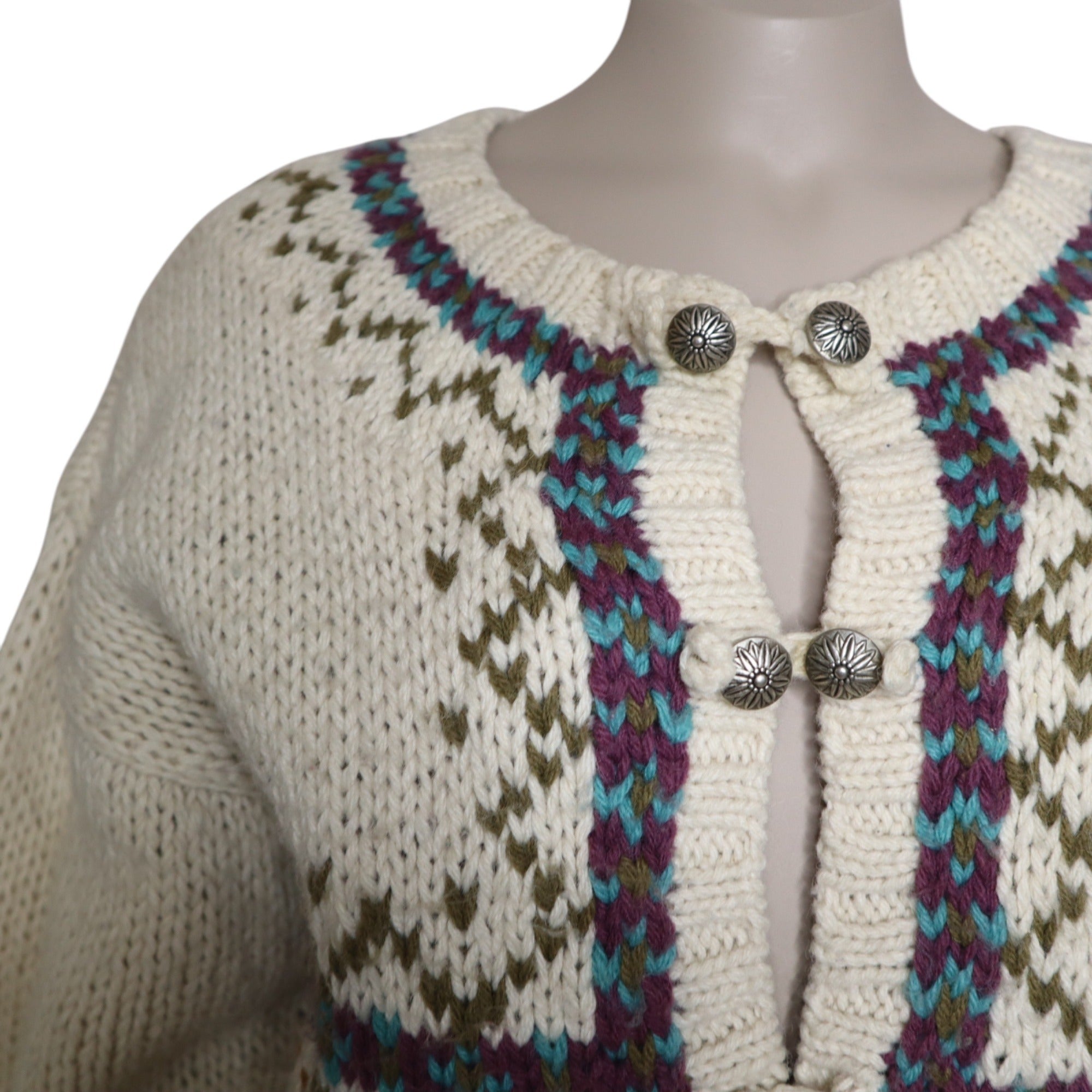 Vintage Lizsport Women's Wool Knit Cardigan Sweater Size Medium