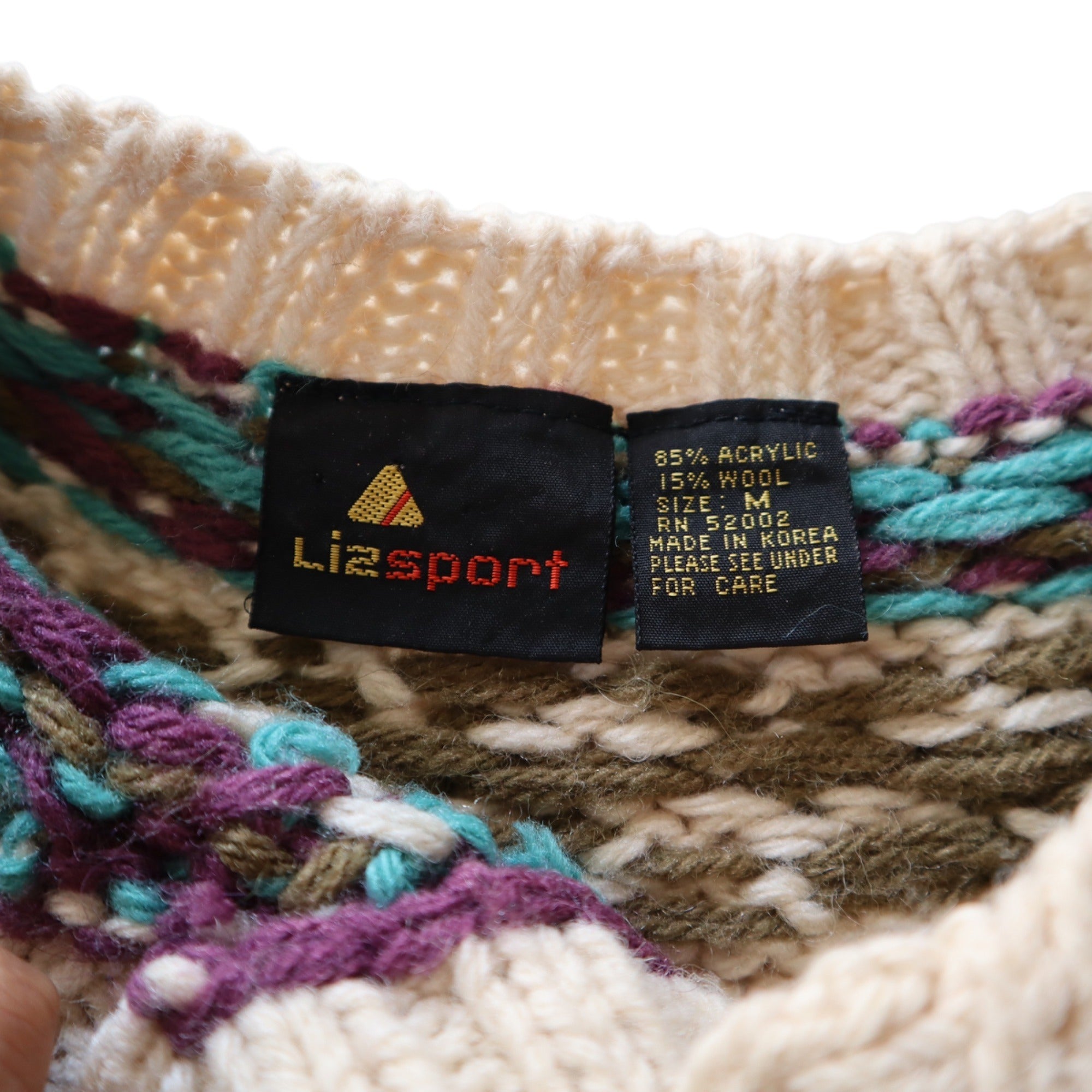 Vintage Lizsport Women's Wool Knit Cardigan Sweater Size Medium