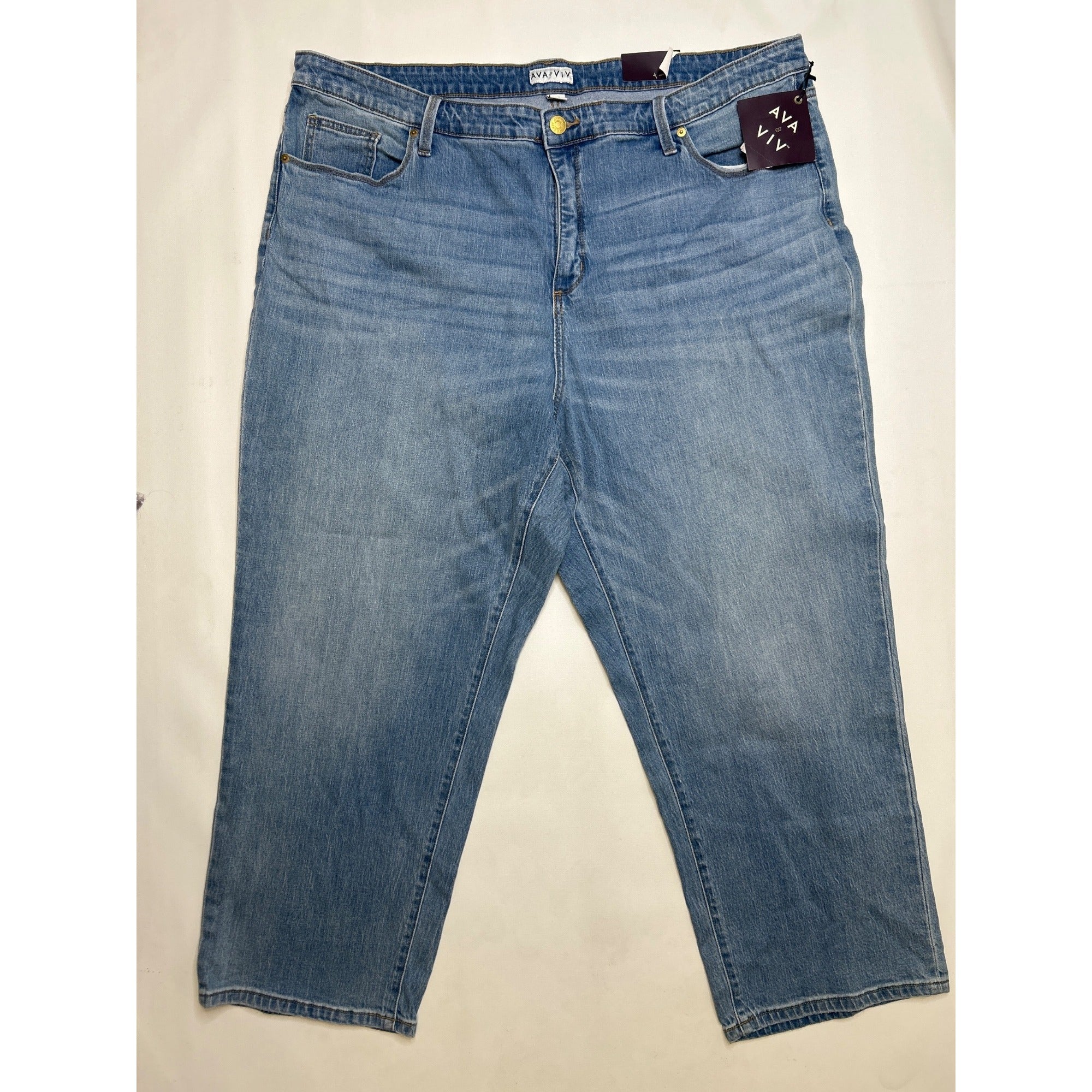 #1133 AVA & VIV 24W Blue Wash Cropped Straight Leg Jeans