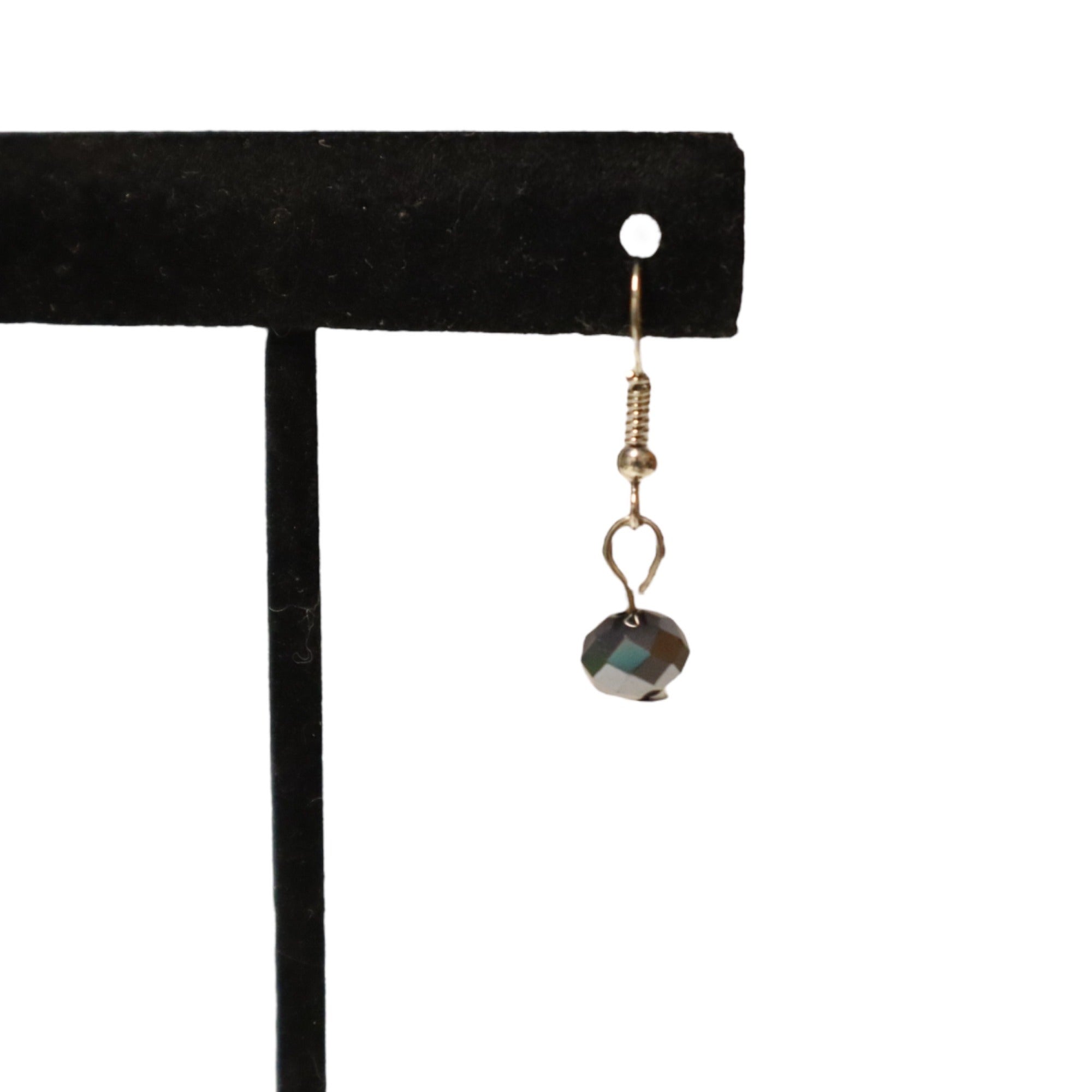 Silver-Tone Chain Link Necklace & Dangling Black Bead Earrings Set