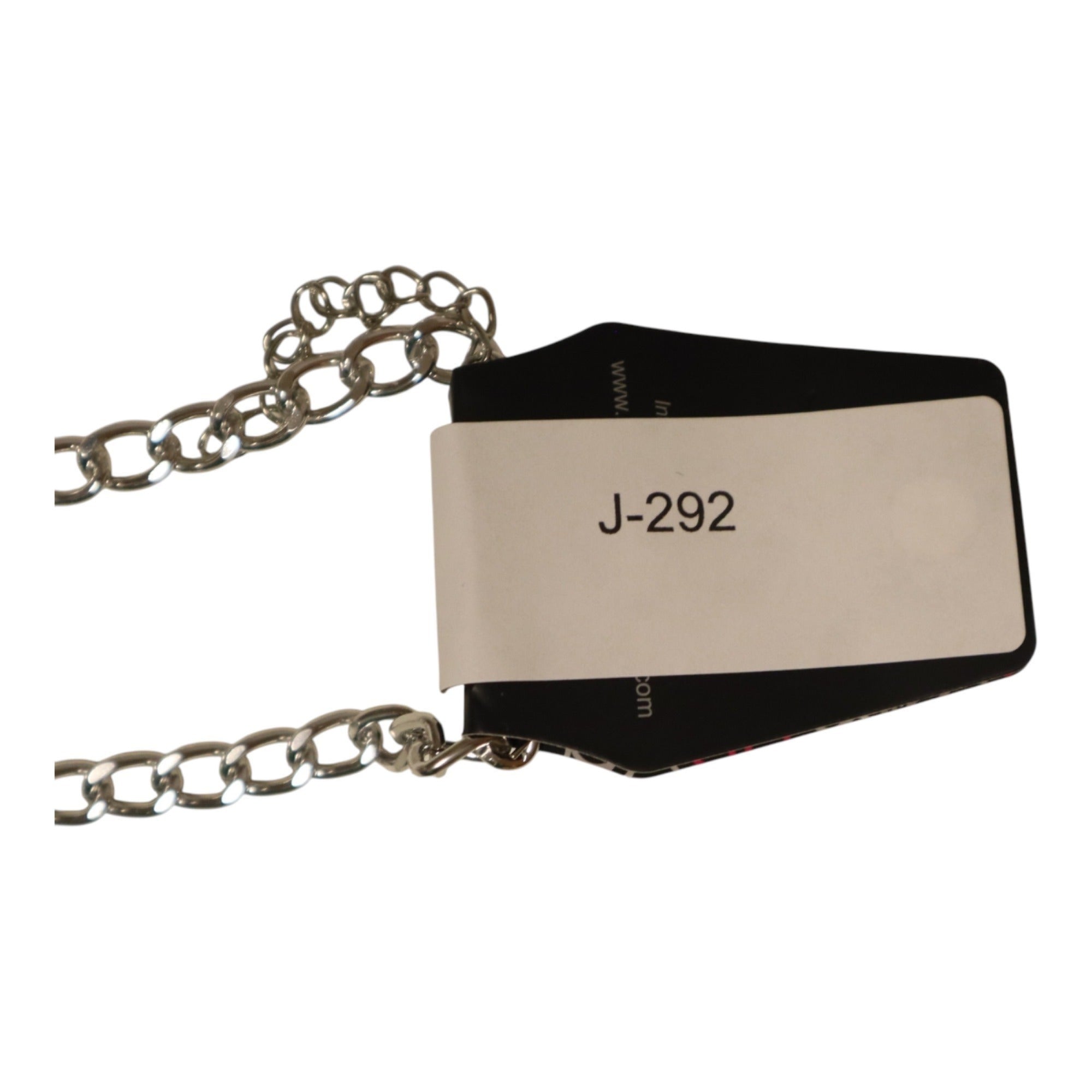 Silver-Tone Chain Link Necklace & Dangling Black Bead Earrings Set
