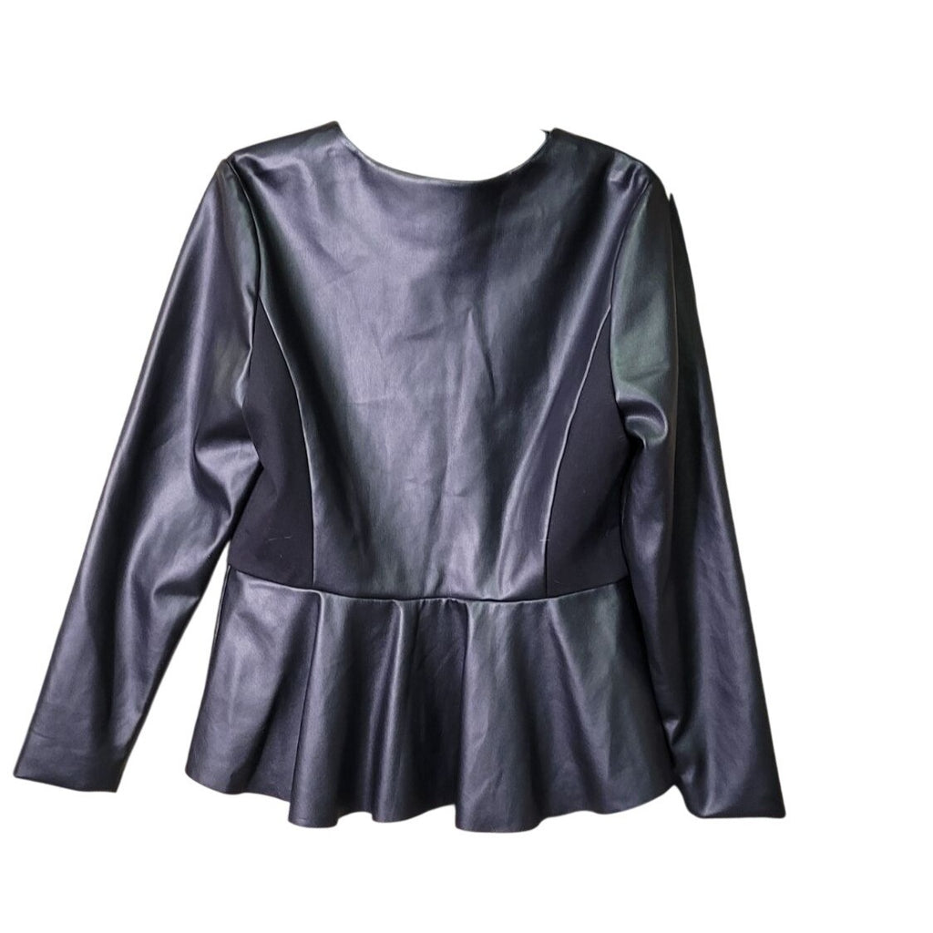 CG-21 Thalia Sodi Womens Black Faux Leather Peplum Zip Jacket Size S/CH
