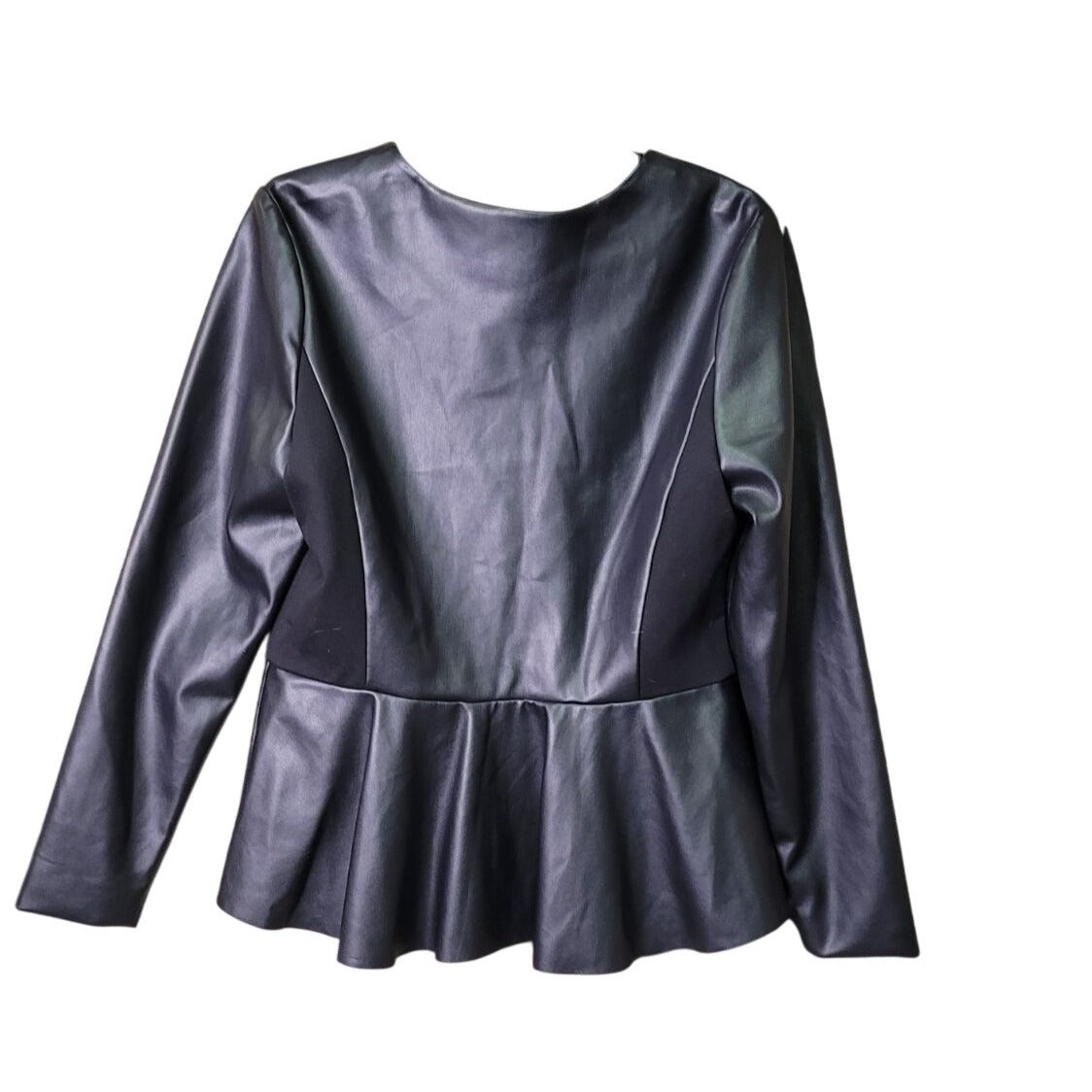 CG-21 Thalia Sodi Womens Black Faux Leather Peplum Zip Jacket Size S/CH