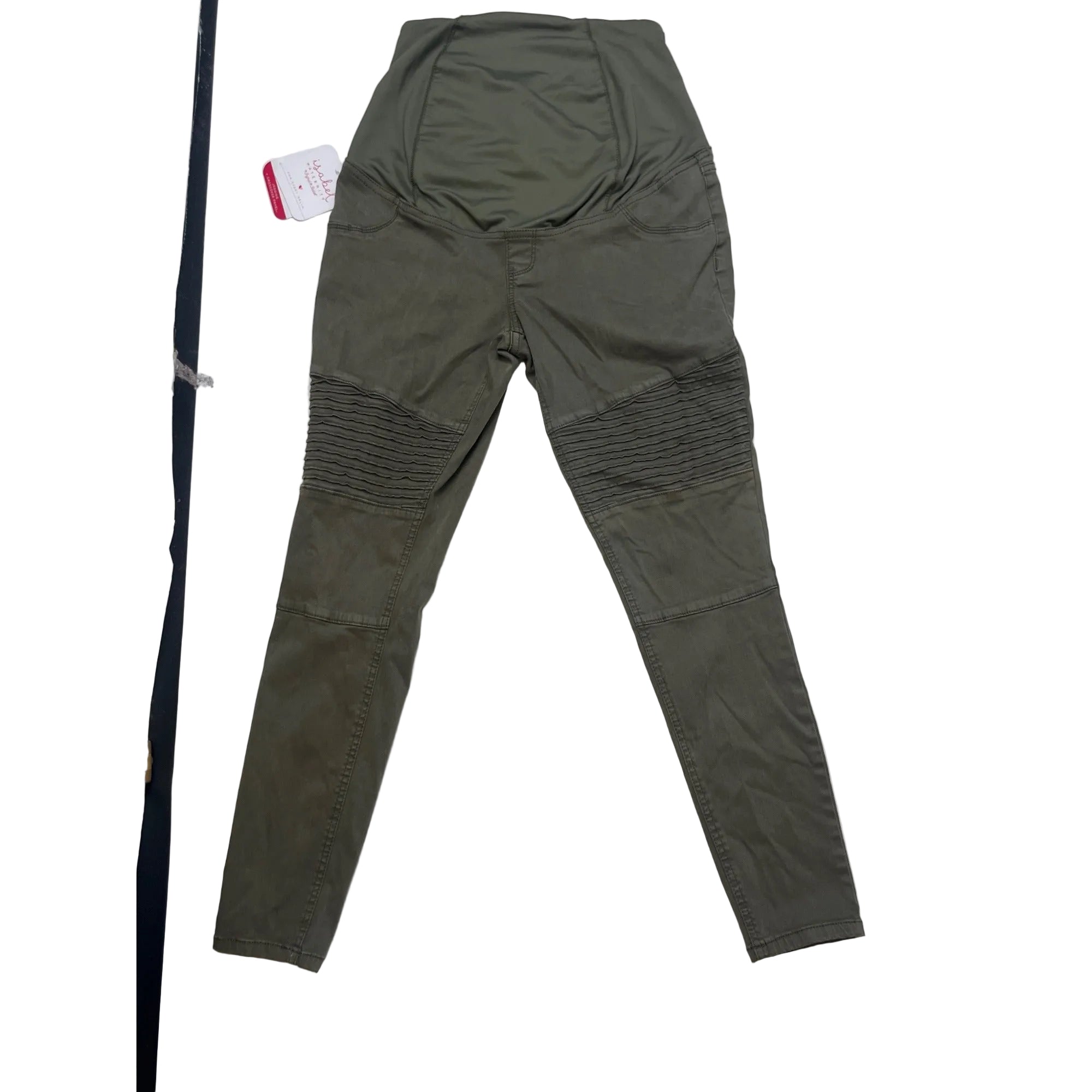#1050 Isabel Maternity Size 2 Olive Green Moto Skinny Maternity Pants