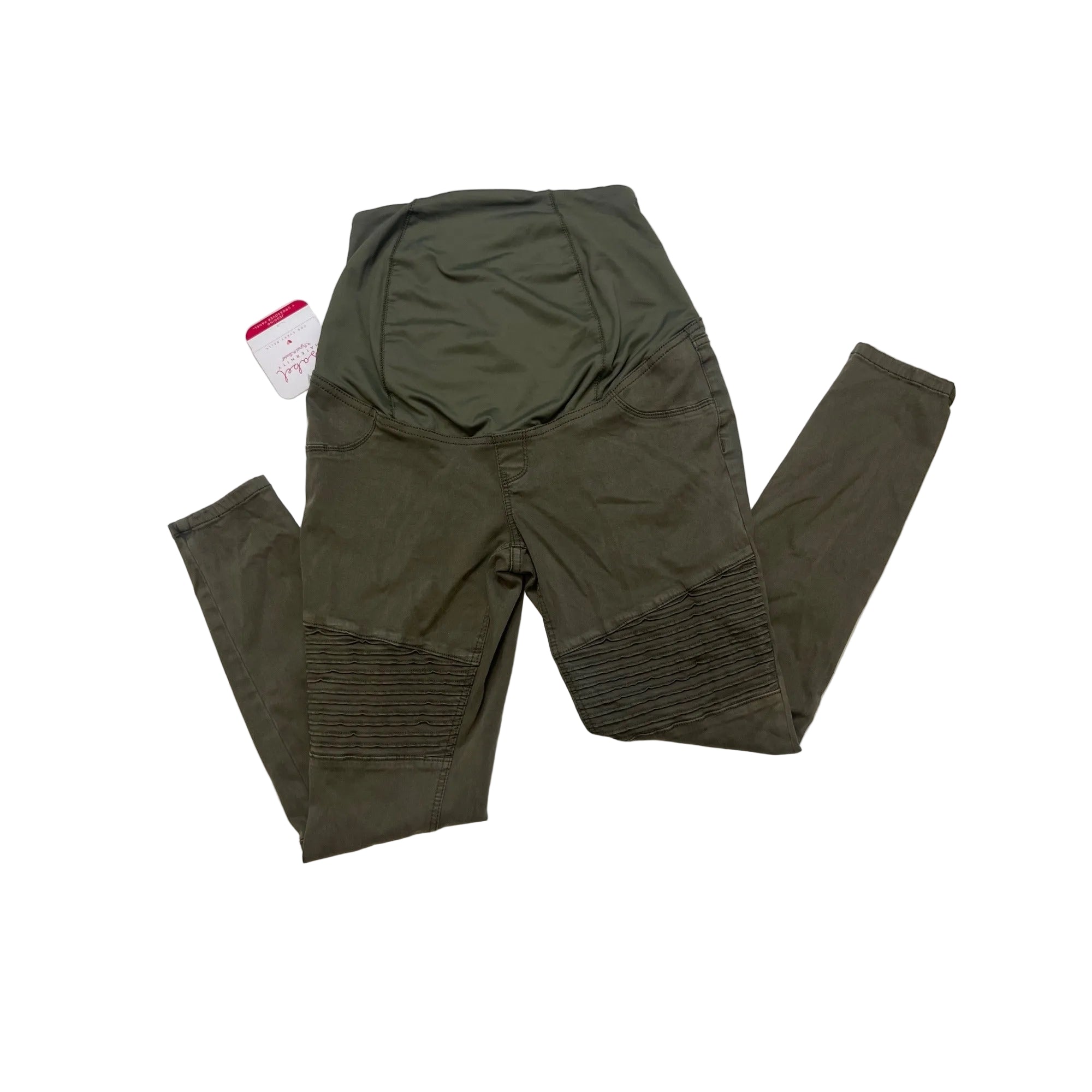 #1050 Isabel Maternity Size 2 Olive Green Moto Skinny Maternity Pants