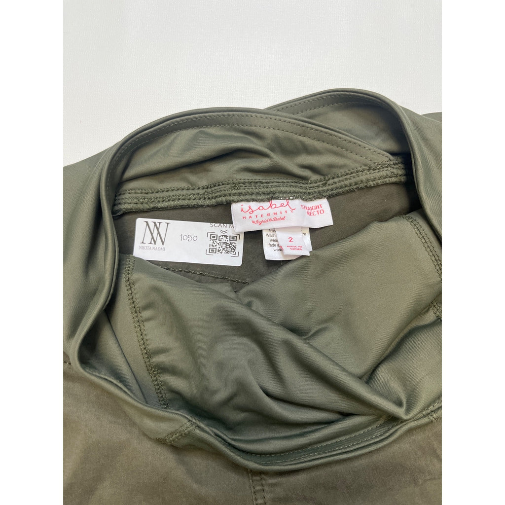 #1050 Isabel Maternity Size 2 Olive Green Moto Skinny Maternity Pants