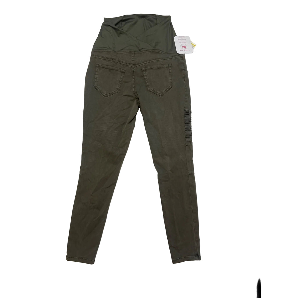 #1050 Isabel Maternity Size 2 Olive Green Moto Skinny Maternity Pants