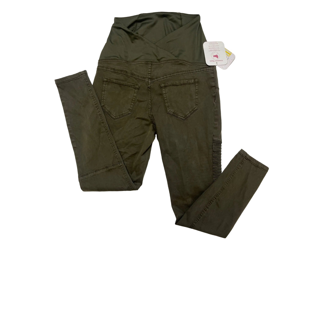 #1050 Isabel Maternity Size 2 Olive Green Moto Skinny Maternity Pants
