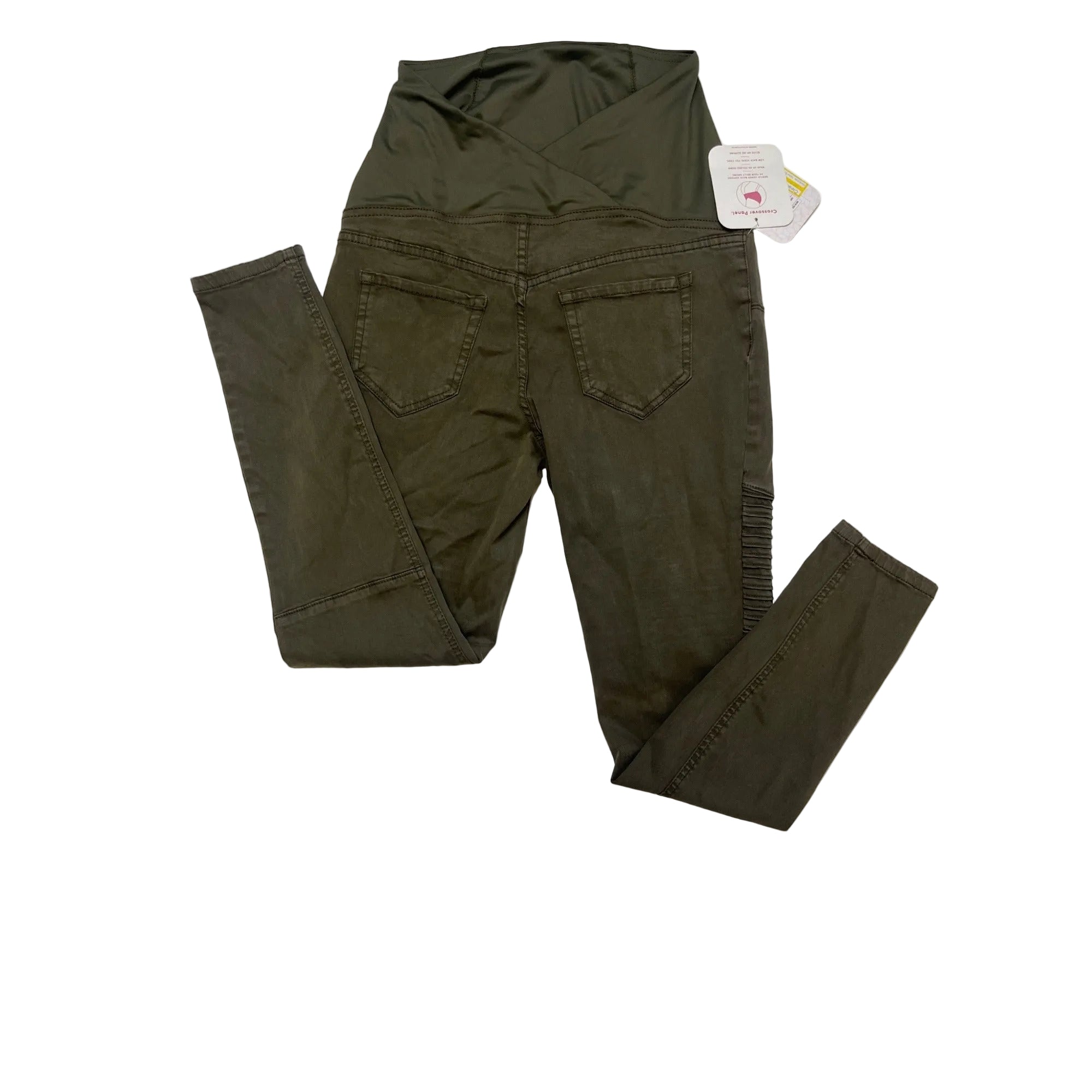 #1050 Isabel Maternity Size 2 Olive Green Moto Skinny Maternity Pants