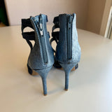 Shoe Republic LA Women's Size 6.5 Blue Strappy Denim Open Toes Stiletto Heels