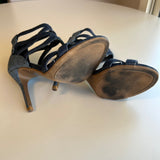 Shoe Republic LA Women's Size 6.5 Blue Strappy Denim Open Toes Stiletto Heels