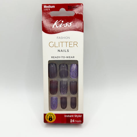 Kiss Glitter "Tweet Emoti" MEDIUM Press on Nails Square Shape Nails, 24 CT