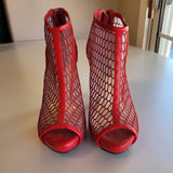 DBDK Fashion Red Mesh Peep Toe High Heel Ankle Booties Women's Shoe Size 6.5