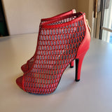 DBDK Fashion Red Mesh Peep Toe High Heel Ankle Booties Women's Shoe Size 6.5