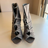 Olivia Ferguson Gray Suede High Heel Strappy Ankle Boots Women's Size 6.5