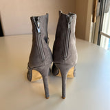 Olivia Ferguson Gray Suede High Heel Strappy Ankle Boots Women's Size 6.5