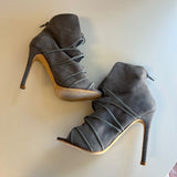 Olivia Ferguson Gray Suede High Heel Strappy Ankle Boots Women's Size 6.5