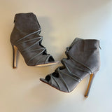 Olivia Ferguson Gray Suede High Heel Strappy Ankle Boots Women's Size 6.5