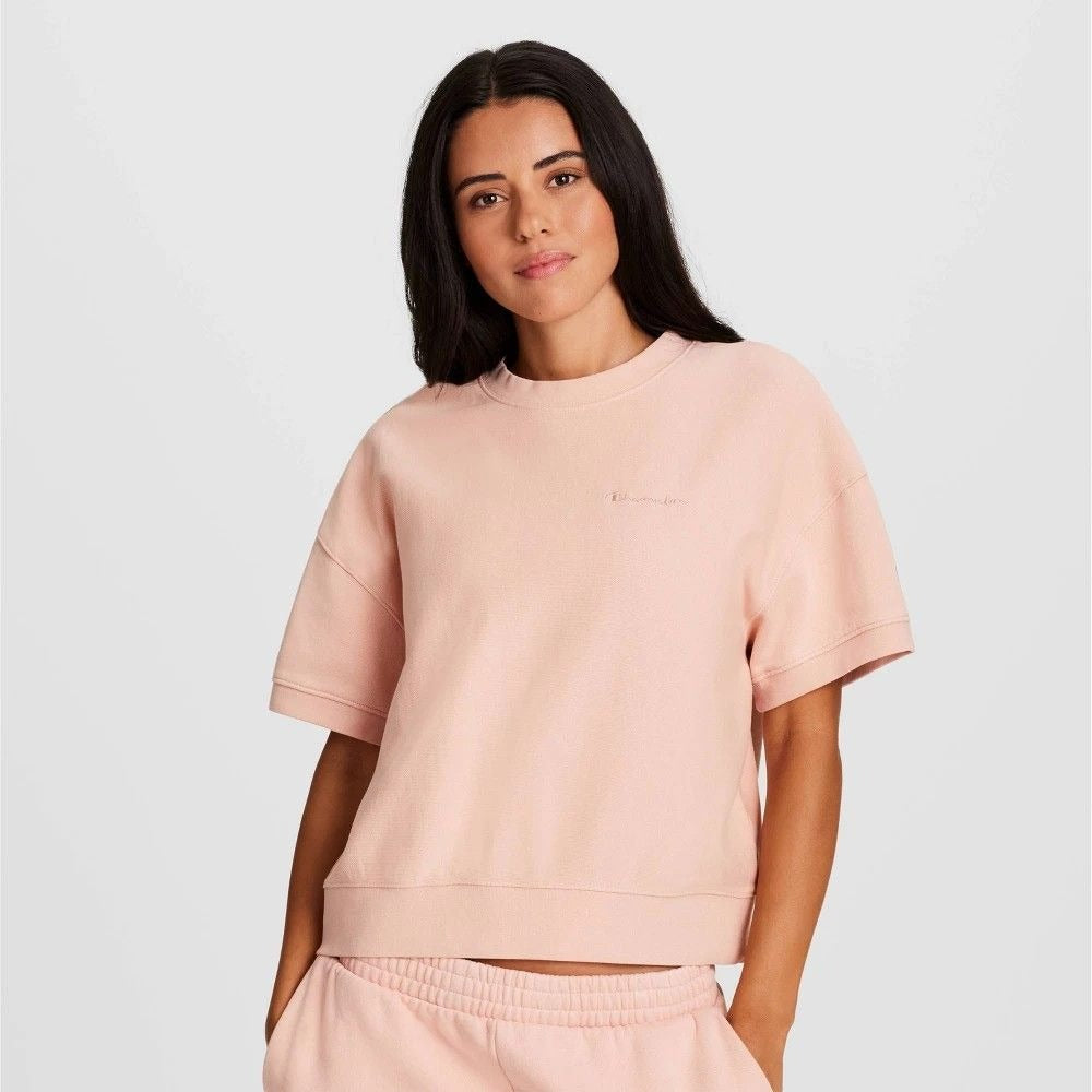 K-251 Champion Women's Small Vintage Wash Short Sleeve Fleece T-Shirt - Pink