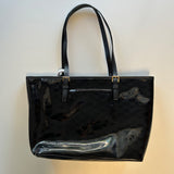 Michael Kors Jet Set Large Black Patent Leather Tote Bag With Logo Embossing