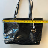 Michael Kors Jet Set Large Black Patent Leather Tote Bag With Logo Embossing