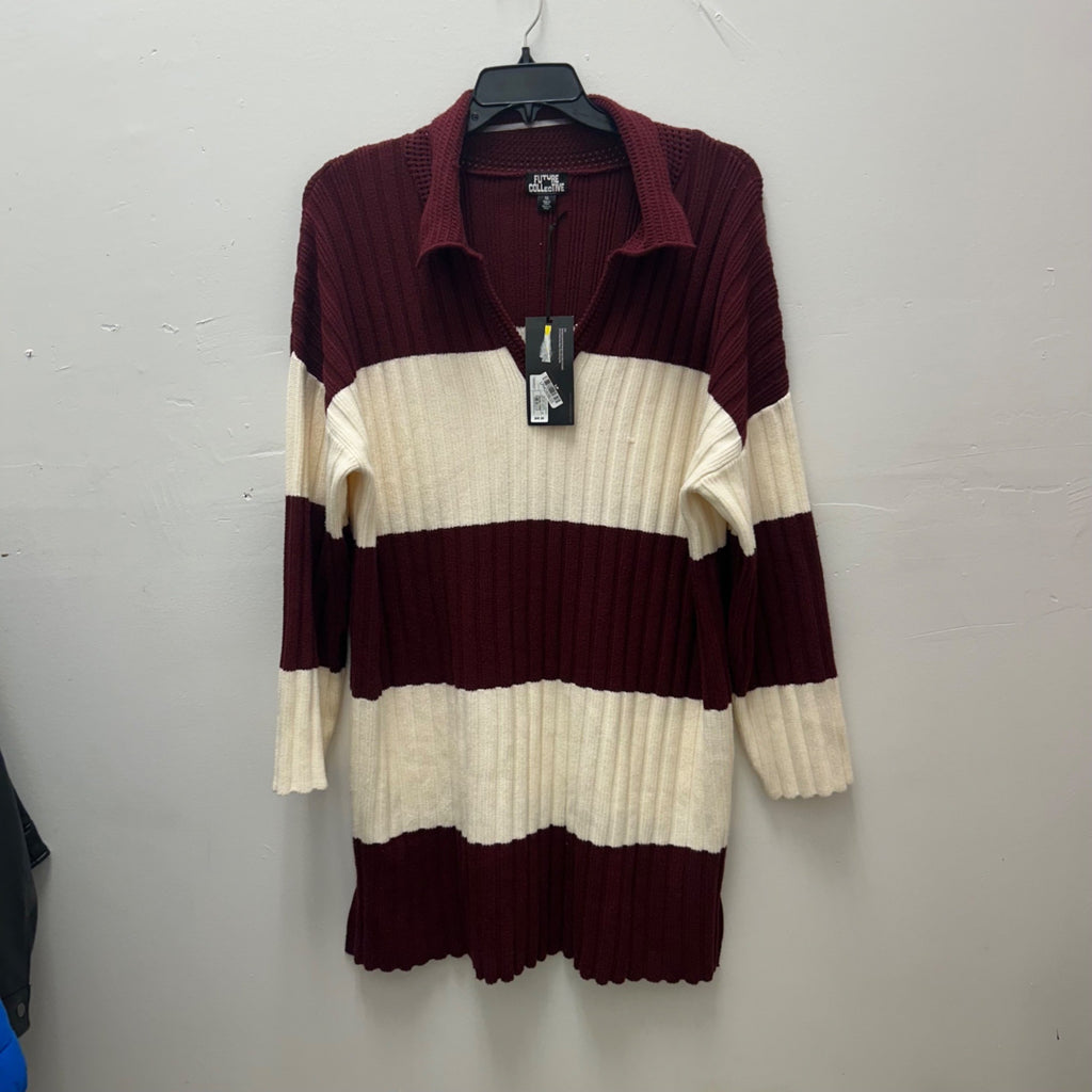 K-160 Future Collective Women's XL Long Sleeve Oversized Rugby Mini Sweater Dress